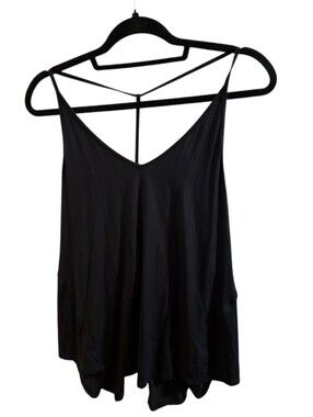 Lululemon Black Strappy Open Back Tank Top Size 12
